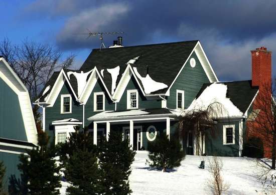 house with snow